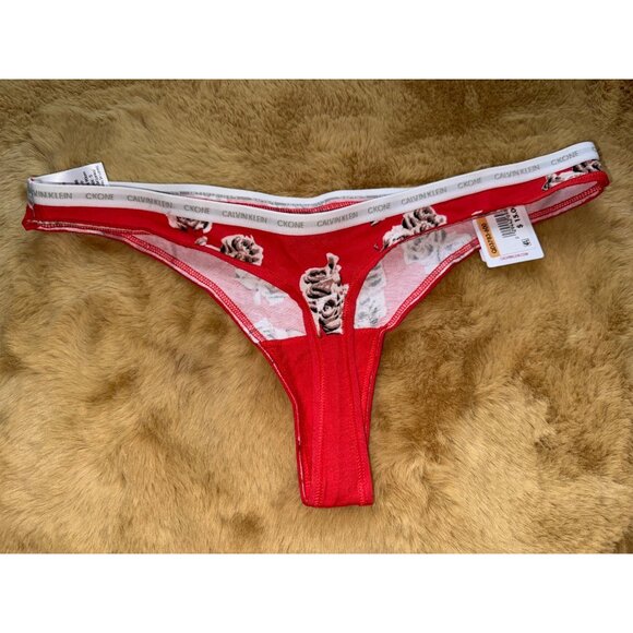 Calvin Klein CK One Women's Cotton Thong Underwear QD3783, Flower, Size S, NWT - Picture 2 of 4